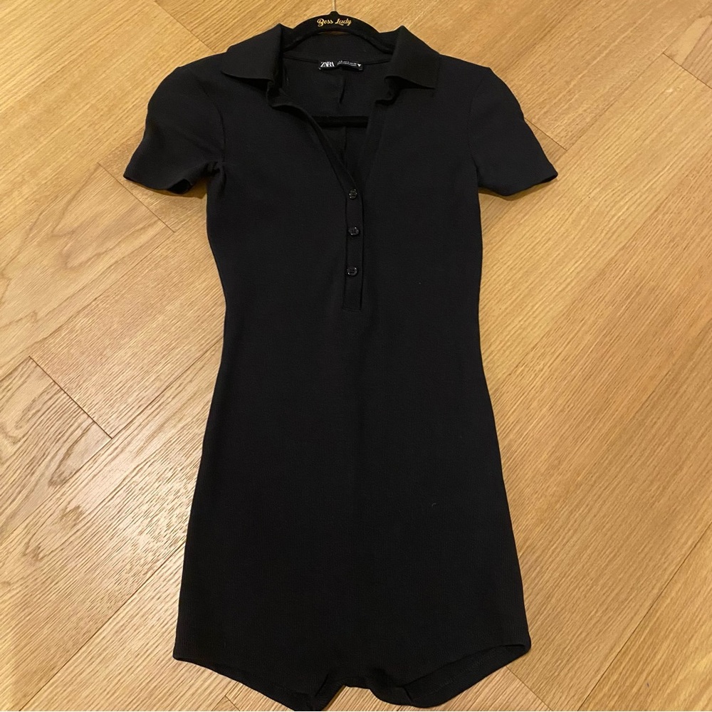 Zara collared short ribbed jumpsuit onesie size S
